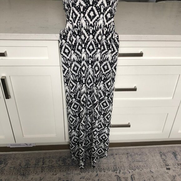 Artizan Robin Signature Pull On Abstract Print Maxi Dress Blk White Sz S NWOT - Picture 2 of 10